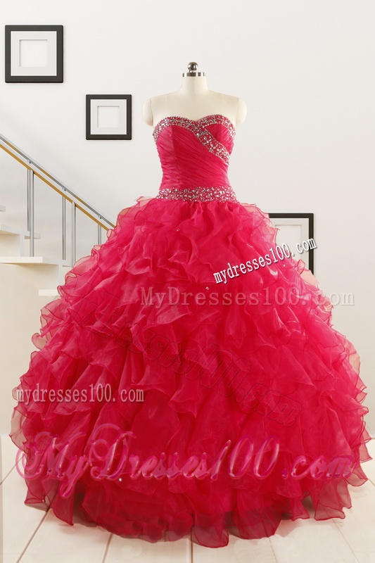 Pretty Ball Gown Sweetheart 2016 Sweet 16 Dresses in Coral Red